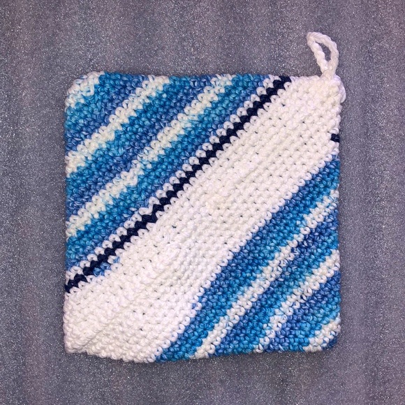 Nautical Stripes Crocheted Cotton Potholders - Picture 5 of 6